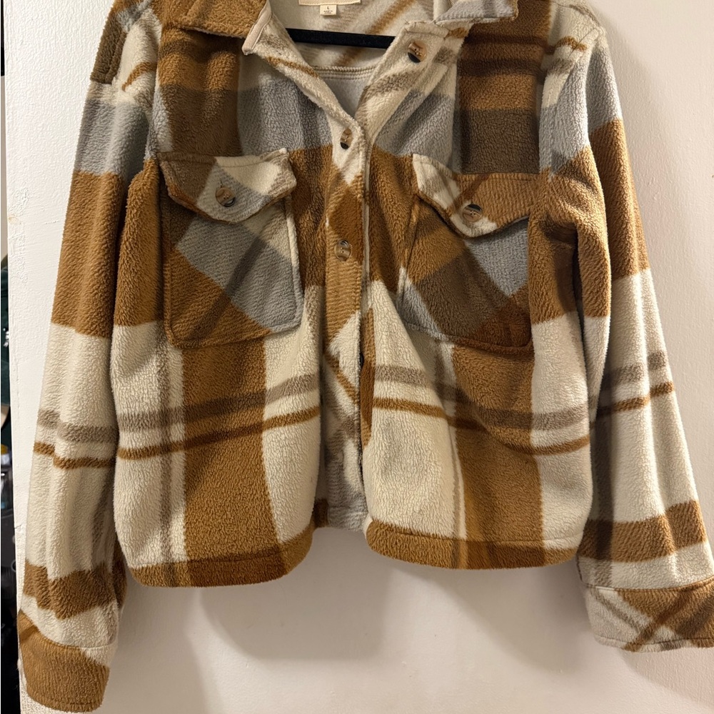 Thread & Supply Plaid Jacket in Brown and Cream